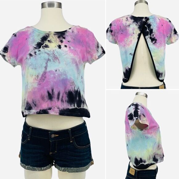 Anthro YAYA Nom de Plume Tie Dye Tulip Crop Tee - Picture 1 of 10